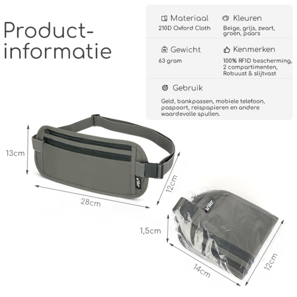 Hikr® Moneybelt - Reisportemonnee - Onzichtbare portemonnee - Afbeelding 5