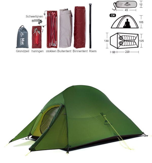 Cloud Up 2 Upgraded - Naturehike - 2 persoons tent - Lichtgewicht - Afbeelding 11