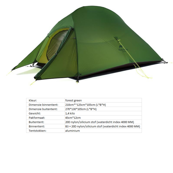 Cloud Up 2 Upgraded - Naturehike - 2 persoons tent - Lichtgewicht - Afbeelding 10