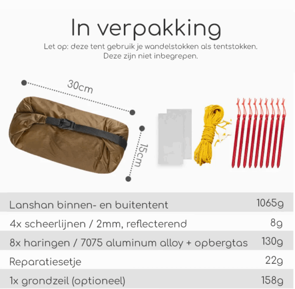 3F UL GEAR® Lanshan 2-persoons Tent - Dubbeldaks - 4 seizoenen - Afbeelding 8