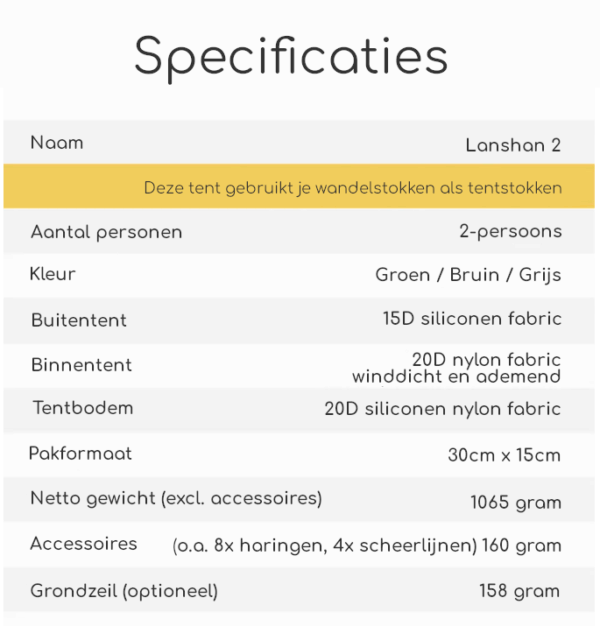 3F UL GEAR® Lanshan 2-persoons Tent - Dubbeldaks - 4 seizoenen - Afbeelding 9
