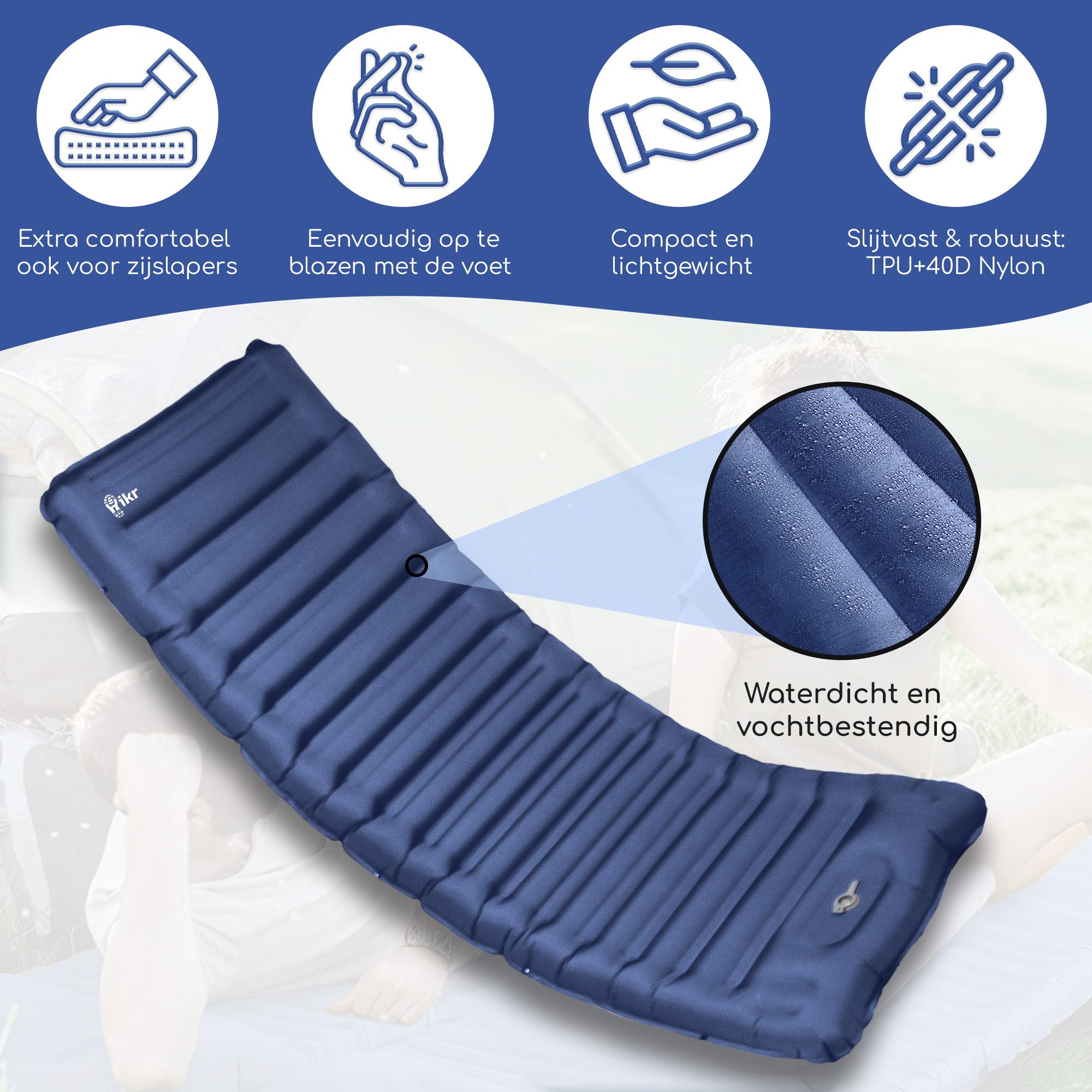 Hikr® slaapmat 10cm+ dikte – Zonder geïntegreerde hoofdsteun - Afbeelding 2