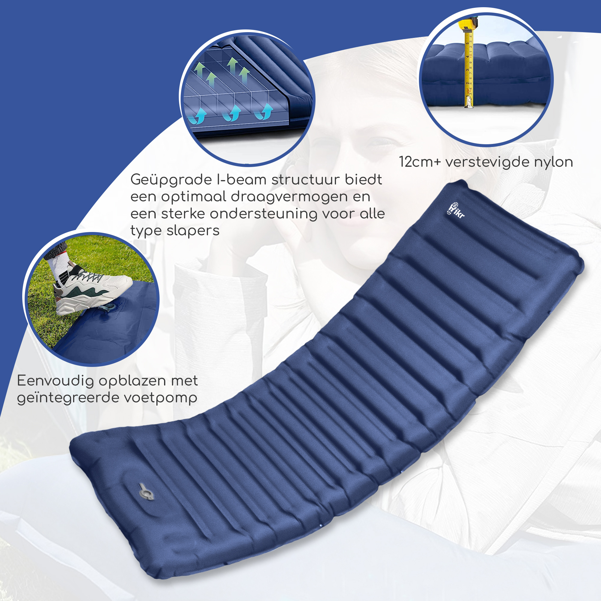 Hikr® slaapmat 10cm+ dikte – Zonder geïntegreerde hoofdsteun - Afbeelding 4