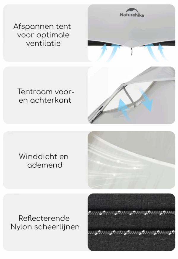 Naturehike® Cloud Up 1 UltraLight – 1 persoons tent – Ultra Lichtgewicht tent - Afbeelding 15