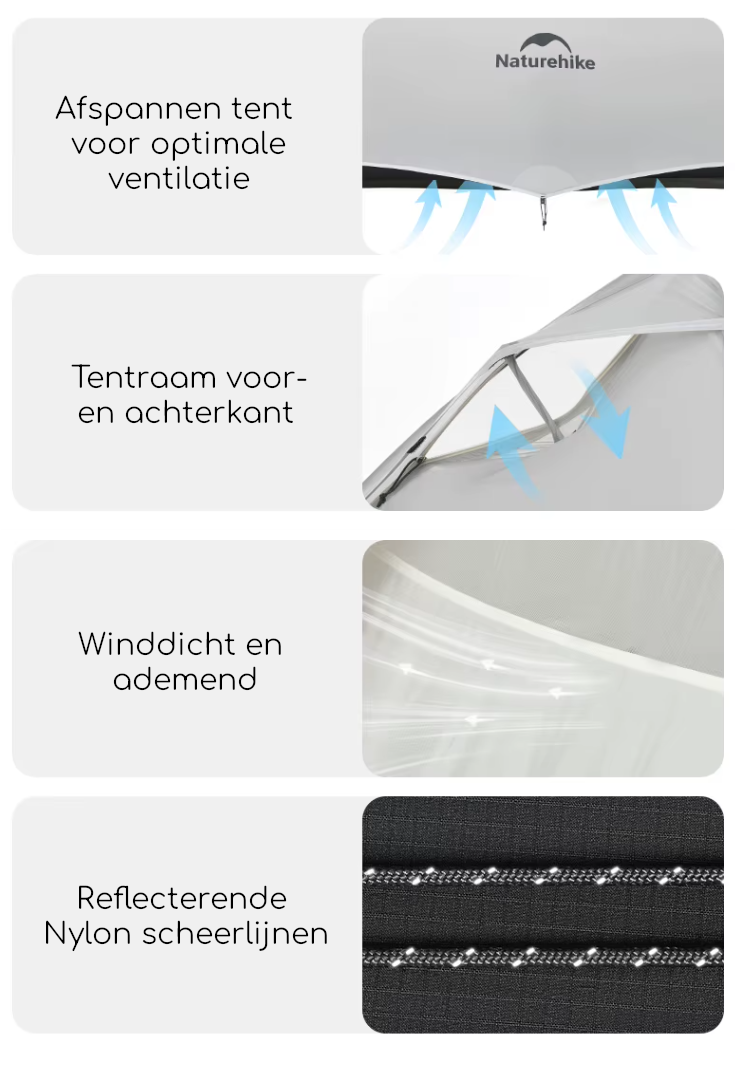 Naturehike® Cloud Up 1 UltraLight – 1 persoons tent – Ultra Lichtgewicht tent - Afbeelding 15