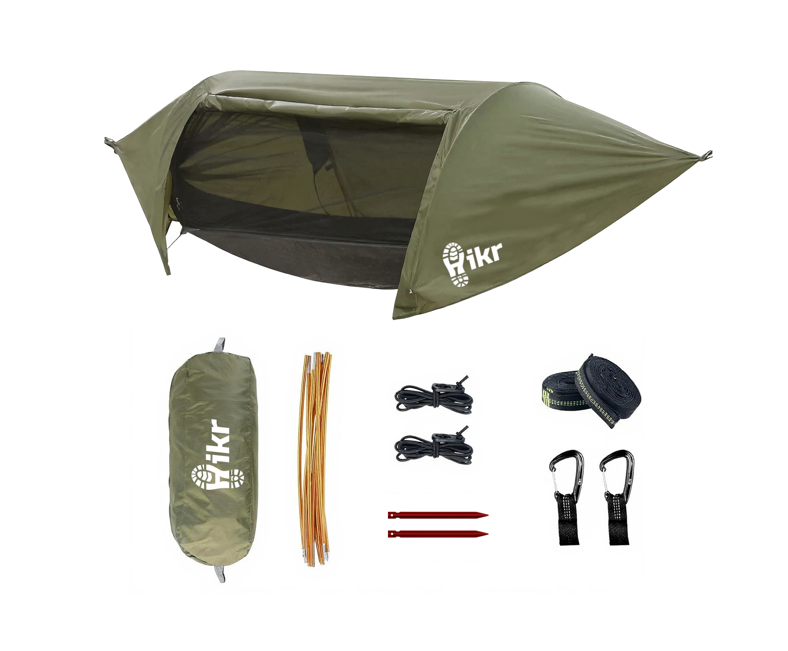 Hikr® Hangmat met Tent/Tarp en Muggennet - 1 persoons
