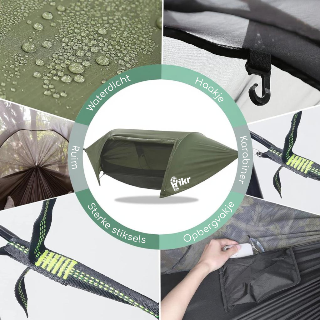 Hikr® Hangmat met Tent/Tarp en Muggennet - 1 persoons - Afbeelding 2