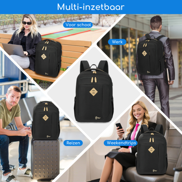 Hikr® Rugzak - Waterdicht - Laptoptas met USB poort - Afbeelding 13