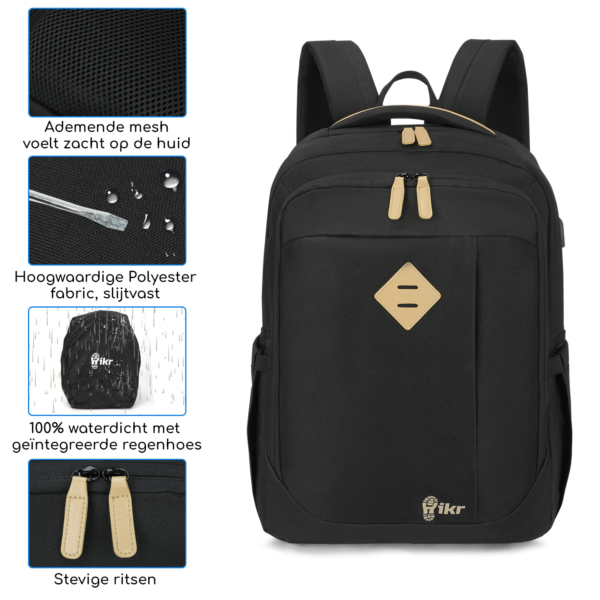 Hikr® Rugzak - Waterdicht - Laptoptas met USB poort - Afbeelding 9