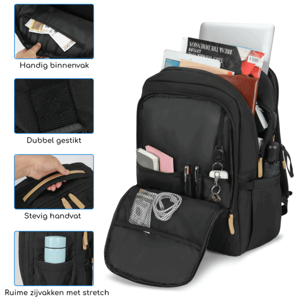 Hikr® Rugzak - Waterdicht - Laptoptas met USB poort - Afbeelding 8