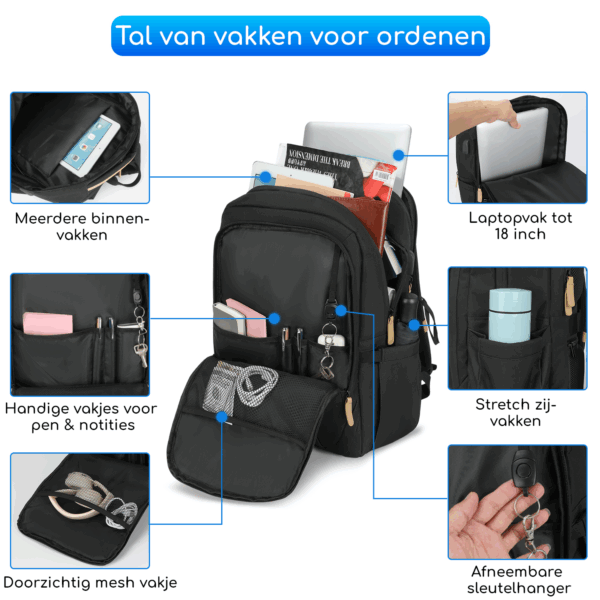 Hikr® Rugzak - Waterdicht - Laptoptas met USB poort - Afbeelding 11