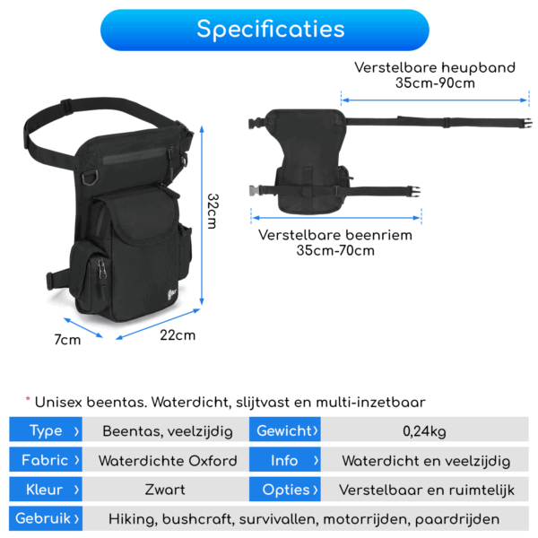 Hikr® Beentas - Waterdicht - Tactical heuptas - Afbeelding 11