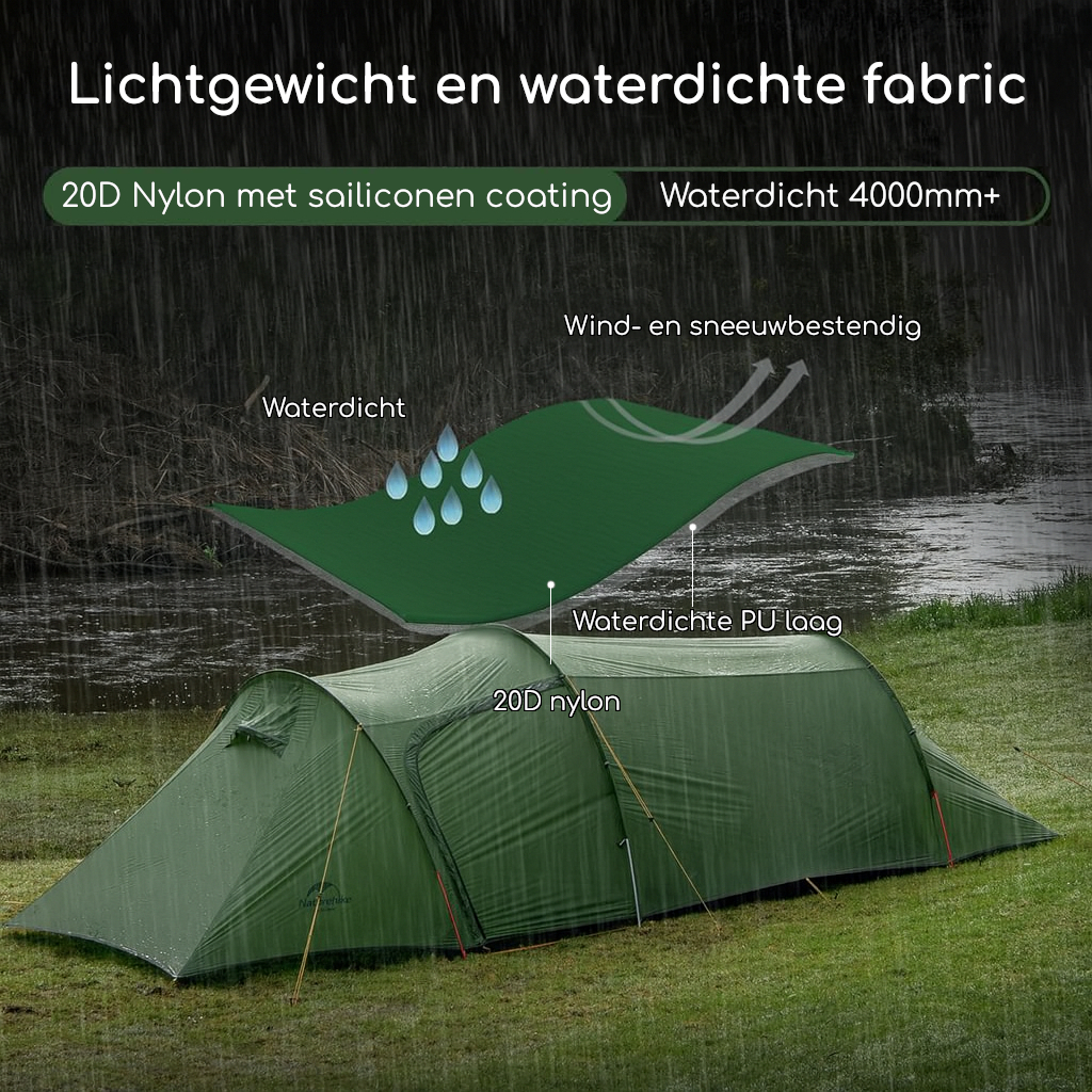 Naturehike® Opalus 3 - 3 persoons tunneltent - 4 seizoenen - Afbeelding 2