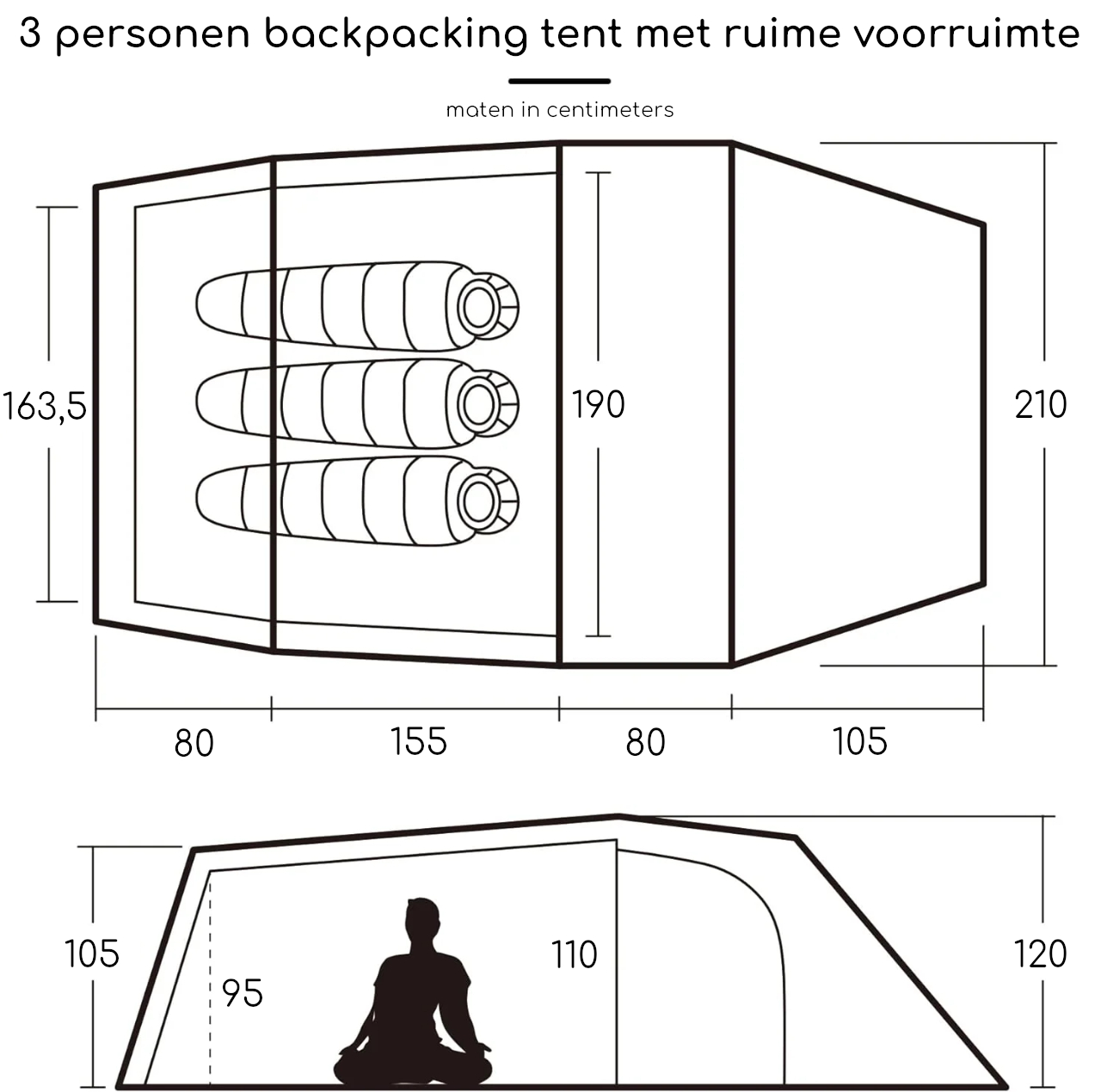 Naturehike® Opalus 3 - 3 persoons tunneltent - 4 seizoenen - Afbeelding 4