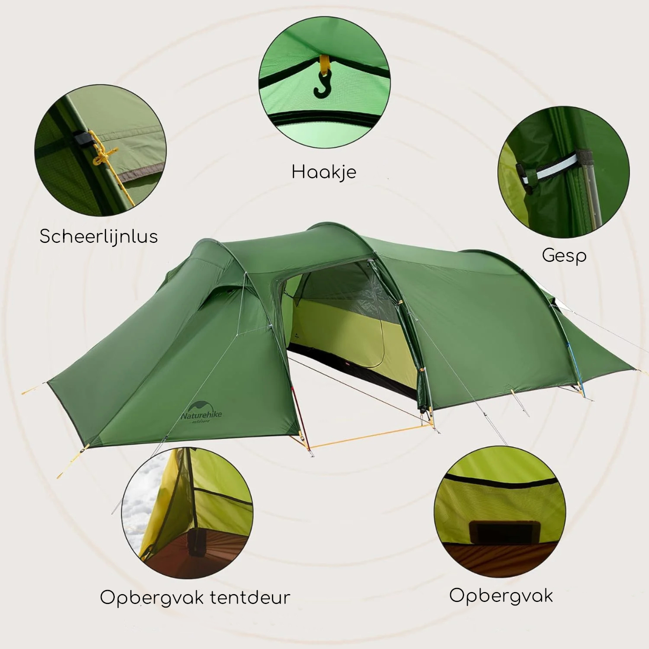 Naturehike® Opalus 3 - 3 persoons tunneltent - 4 seizoenen - Afbeelding 8