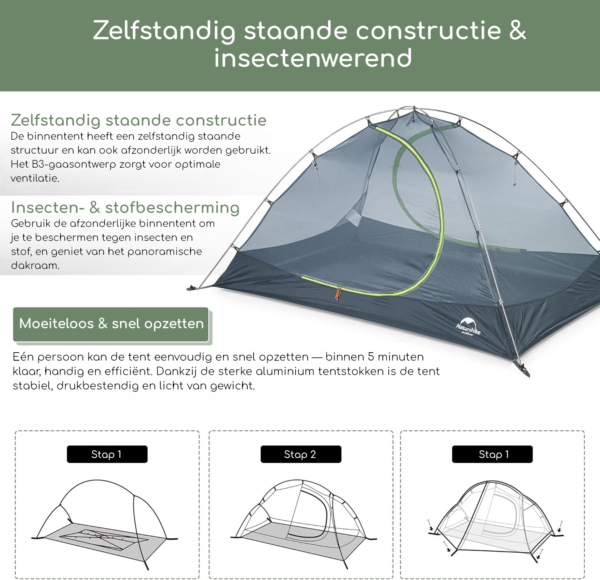 Naturehike® Summer 2 - 2 persoons tent - Lichtgewicht 4000mm - Afbeelding 4