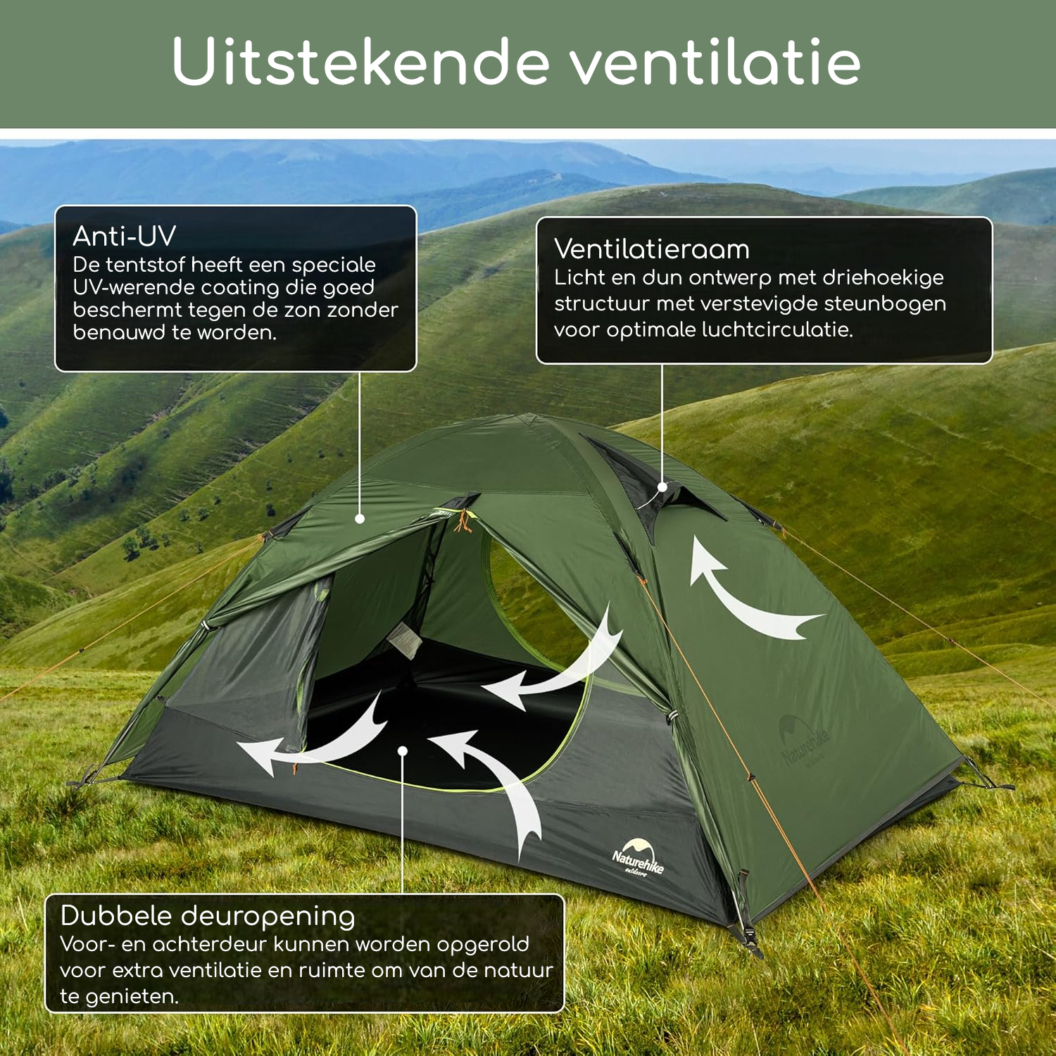 Naturehike® Summer 2 - 2 persoons tent - Lichtgewicht 4000mm - Afbeelding 5